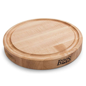 John Boos CB1051-1M1212175 Maple Wood Cutting Board for Kitchen Prep, 1.75" Thick, Large, Edge Grain, Circular Charcuterie Block, 12", Reversible, Juice Grooves 12DIAX1.75 MPL-EDGE GR-