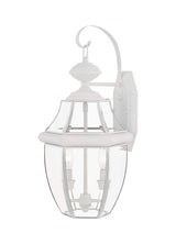 Livex Lighting 2251-01 Monterey 2 Light Outdoor Antique Brass Finish Solid Brass Wall Lantern with Clear Beveled Glass