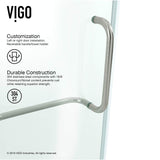 VIGO 36 in. x 48 in. x 79 in. Monteray Frameless Hinged Rectangle Shower Enclosure with Clear 0.38" Tempered Glass and Hardware in Brushed Nickel Finish with Left Handle and Base - VG6011BNCL36WR