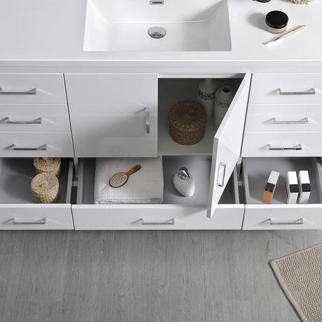 Fresca FCB9460WH-S-I Fresca Imperia 60" Glossy White Free Standing Modern Bathroom Cabinet w/ Integrated Single Sink