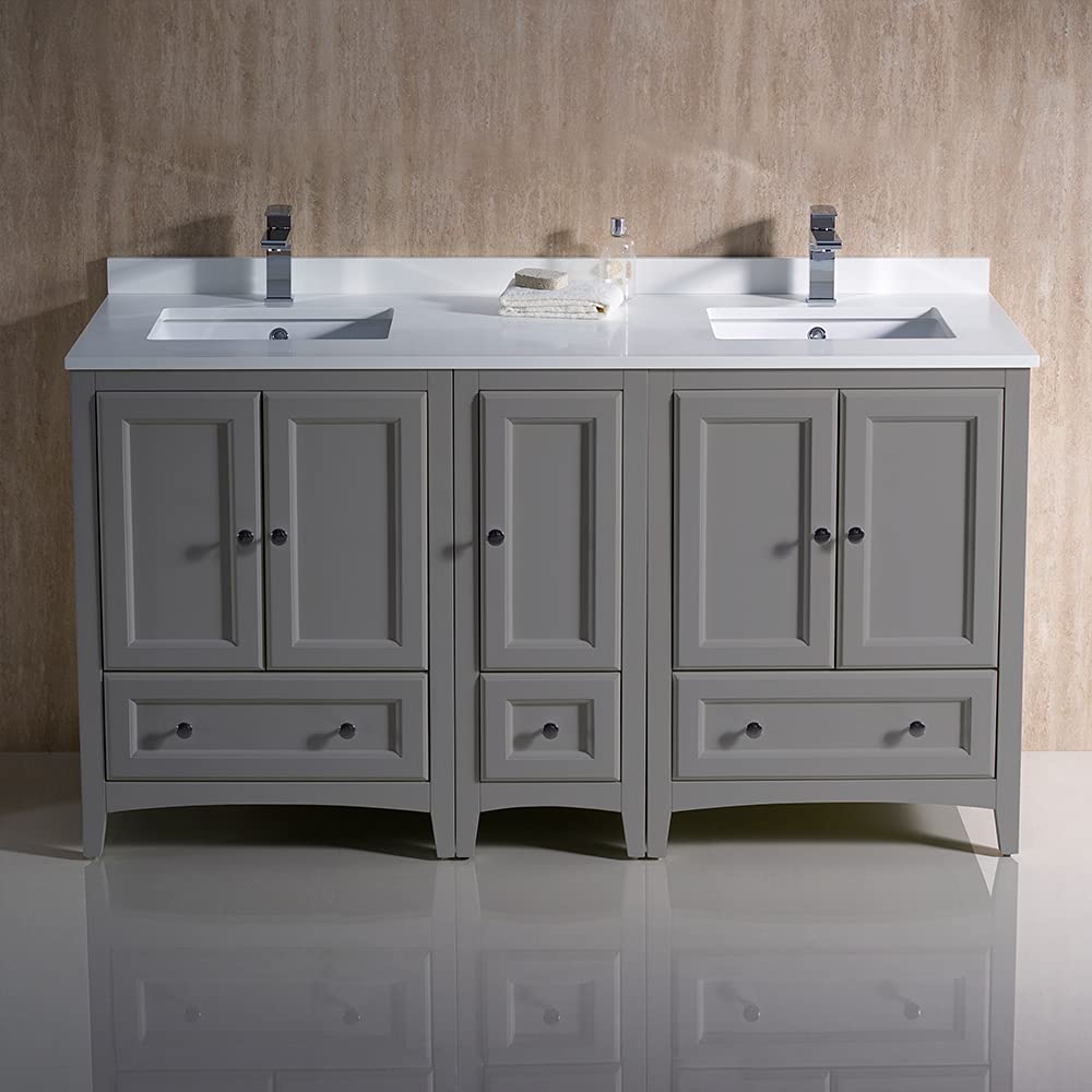 Fresca FCB20-241224GR-CWH-U Double Sink Cabinets with Sinks