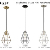Livex Lighting 41322-91 Geometric Shade - 7.75" One Light Mini Pendant, Brushed Nickel Finish with Brushed Nickel Metal Shade