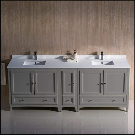 Fresca FCB20-361236AW-CWH-U Fresca Oxford 84" Antique White Traditional Double Sink Bathroom Cabinets w/ Top & Sinks