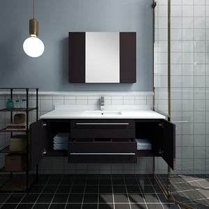 Fresca FVN6148ES-UNS Fresca Lucera 48" Espresso Wall Hung Undermount Sink Modern Bathroom Vanity w/ Medicine Cabinet