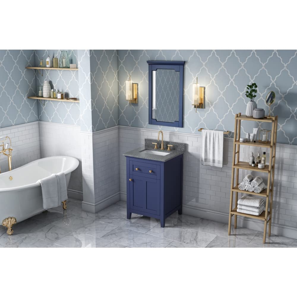 Jeffrey Alexander VKITCHA24BLBOR 24" Hale Blue Chatham Vanity, Boulder Cultured Marble Vanity Top, undermount rectangle bowl