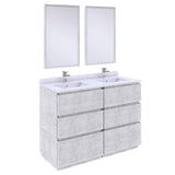 Fresca FVN31-2424RWH-FC Fresca Formosa 48" Floor Standing Double Sink Modern Bathroom Vanity w/ Mirrors in Rustic White