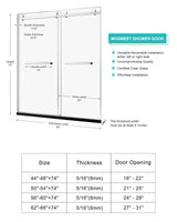 Milano Double Sliding Shower Door, 60 in.W x 74 in.H Framed Shower Door 5/16"(8mm) Clear Tempered Glass, 18 inch Pull Handle, Stainless Steel Hardware, Matte Black Finished