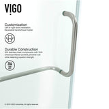 VIGO VG6012BNCL36 34.0" -46.0" W -73.38" H Frameless Hinged Rectangle Shower Enclosure with Clear 0.38" Tempered Glass and Stainless Steel Hardware in Brushed Nickel Finish with Reversible Handle