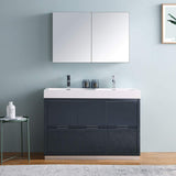 Fresca FVN8448GG-D Fresca Valencia 48" Dark Slate Gray Free Standing Double Sink Modern Bathroom Vanity w/ Medicine Cabinet