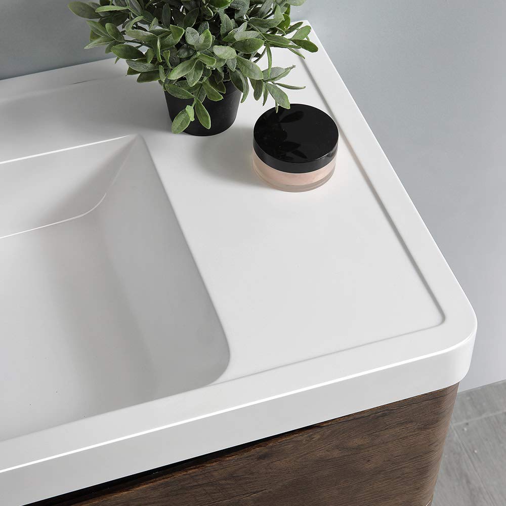 Fresca FCB9136WH-I Fresca Tuscany 36" Glossy White Free Standing Modern Bathroom Cabinet w/ Integrated Sink