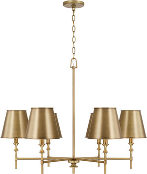 Capital Lighting 449761AD-707 Whitney 6 Light Chandelier Aged Brass