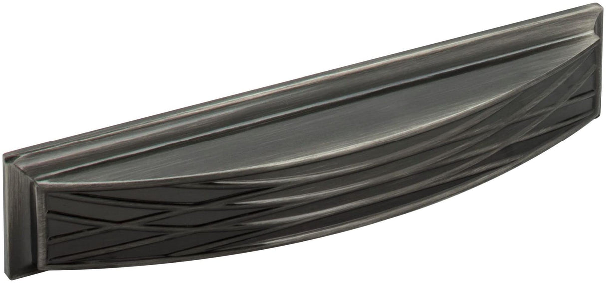 Jeffrey Alexander 536-128BNB 128 mm Center-to-Center Brushed Black Nickel Square Geometric Pattern Aberdeen Cabinet Cup Pull