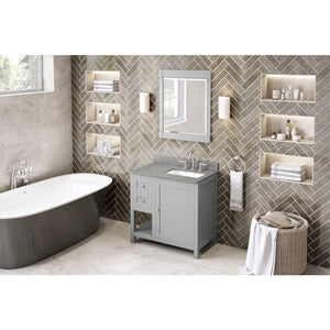 Jeffrey Alexander VKITAST36GRSGR 36" Grey Astoria Vanity, right offset, Steel Grey Cultured Marble Vanity Top, undermount rectangle bowl