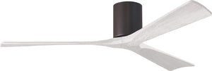 Matthews Fan IR3H-TB-MWH-60 Irene-3H three-blade flush mount paddle fan in Textured Bronze finish with 60” solid matte white wood blades. 