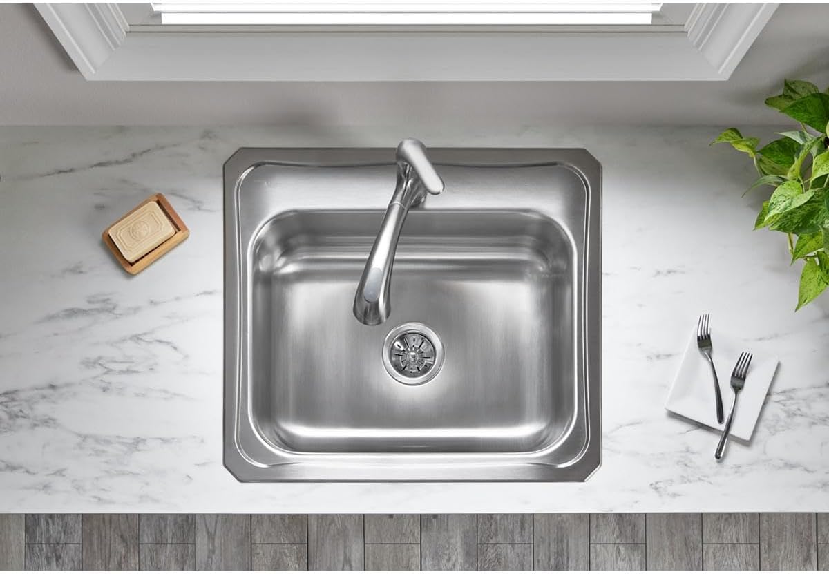Elkay LK99 3-1/2" Deluxe Drain with Type 304 Stainless Steel Body, Strainer Basket, Rubber Seal, and Tailpiece