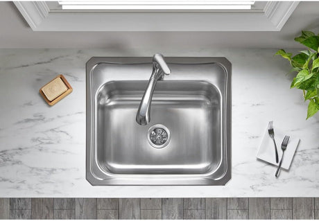 Elkay LK99 3-1/2" Deluxe Drain with Type 304 Stainless Steel Body, Strainer Basket, Rubber Seal, and Tailpiece