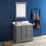 Fresca FVN2436GRV Fresca Windsor 36" Gray Textured Traditional Bathroom Vanity w/ Mirror