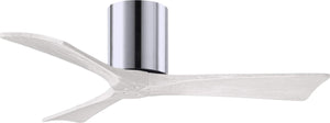 Matthews Fan IR3H-CR-MWH-42 Irene-3H three-blade flush mount paddle fan in Polished Chrome finish with 42” solid matte white wood blades.