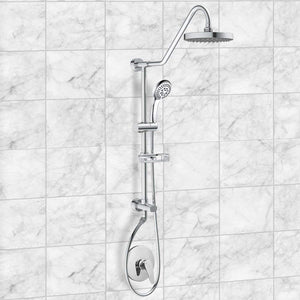 PULSE ShowerSpas 1011-CH-1.8GPM Kauai III Shower System, with 8" Rain Showerhead, 5-Function Hand Shower, Adjustable Slide Bar and Soap Dish, Polished Chrome, 1.8 GPM