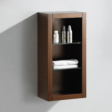 Fresca FST8130WG Fresca Allier Wenge Brown Bathroom Linen Side Cabinet w/ 2 Glass Shelves