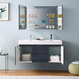 Fresca FVN8348GO-D Fresca Valencia 48" Gray Oak Wall Hung Double Sink Modern Bathroom Vanity w/ Medicine Cabinet