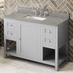 Jeffrey Alexander VKITAST48GRSGR 48" Grey Astoria Vanity, Steel Grey Cultured Marble Vanity Top, undermount rectangle bowl