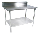 John Boos ST6R5-3648SSK 16 Gauge Stainless Steel Work Table with 5" Rear Riser and Shelf, 48" x 36"