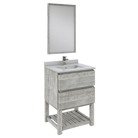 Fresca FVN3124ASH-FS Fresca Formosa 24" Floor Standing Modern Bathroom Vanity w/ Open Bottom & Mirror in Ash