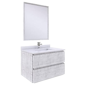 Fresca FVN3130RWH Fresca Formosa 30" Wall Hung Modern Bathroom Vanity w/ Mirror in Rustic White