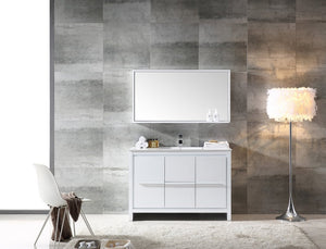 Fresca FVN8148WH Fresca Allier 48" White Modern Bathroom Vanity w/ Mirror