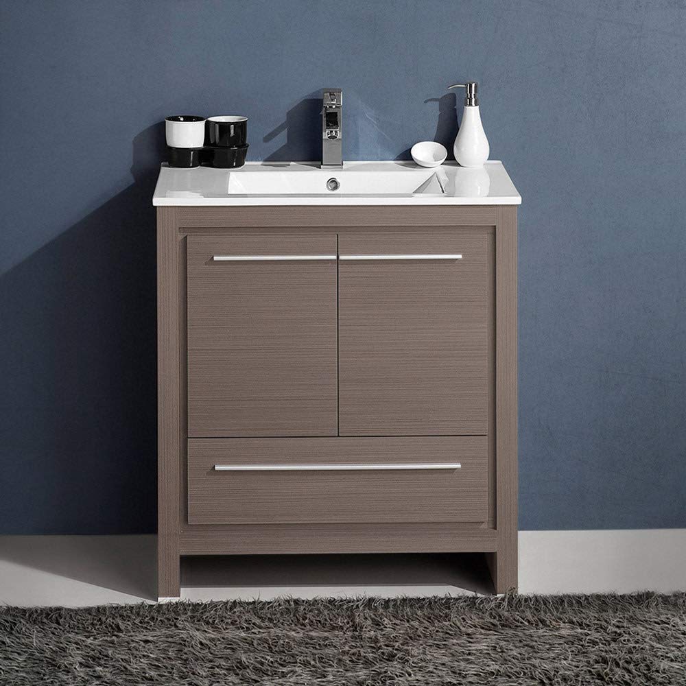 Fresca FCB8130HA-I Fresca Allier Rio 30" Ash Gray Modern Bathroom Cabinet w/ Sink