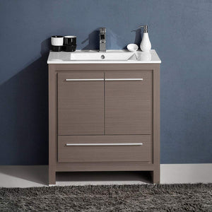 Fresca FCB8130HA-I Fresca Allier Rio 30" Ash Gray Modern Bathroom Cabinet w/ Sink