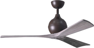 Matthews Fan IR3-TB-BW-52 Irene-3 three-blade paddle fan in Textured Bronze finish with 52" solid barn wood tone blades.