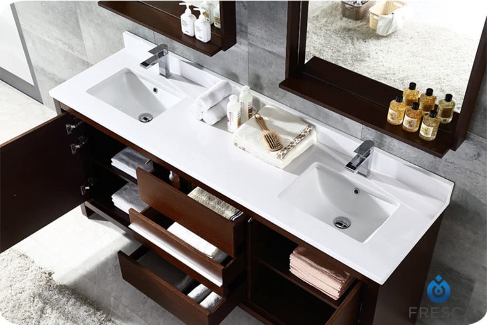 Fresca FCB8172WG Fresca Allier 72" Wenge Brown Modern Double Sink Bathroom Cabinet