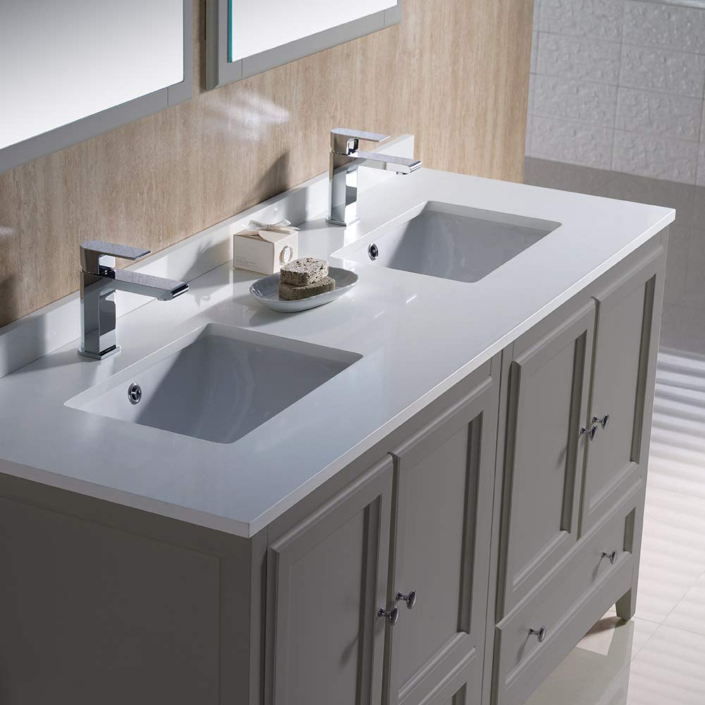 Fresca FVN20-3030GR Fresca Oxford 60" Gray Traditional Double Sink Bathroom Vanity