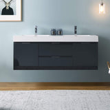 Fresca FCB8360WH-D-I Fresca Valencia 60" Glossy White Wall Hung Double Sink Modern Bathroom Vanity