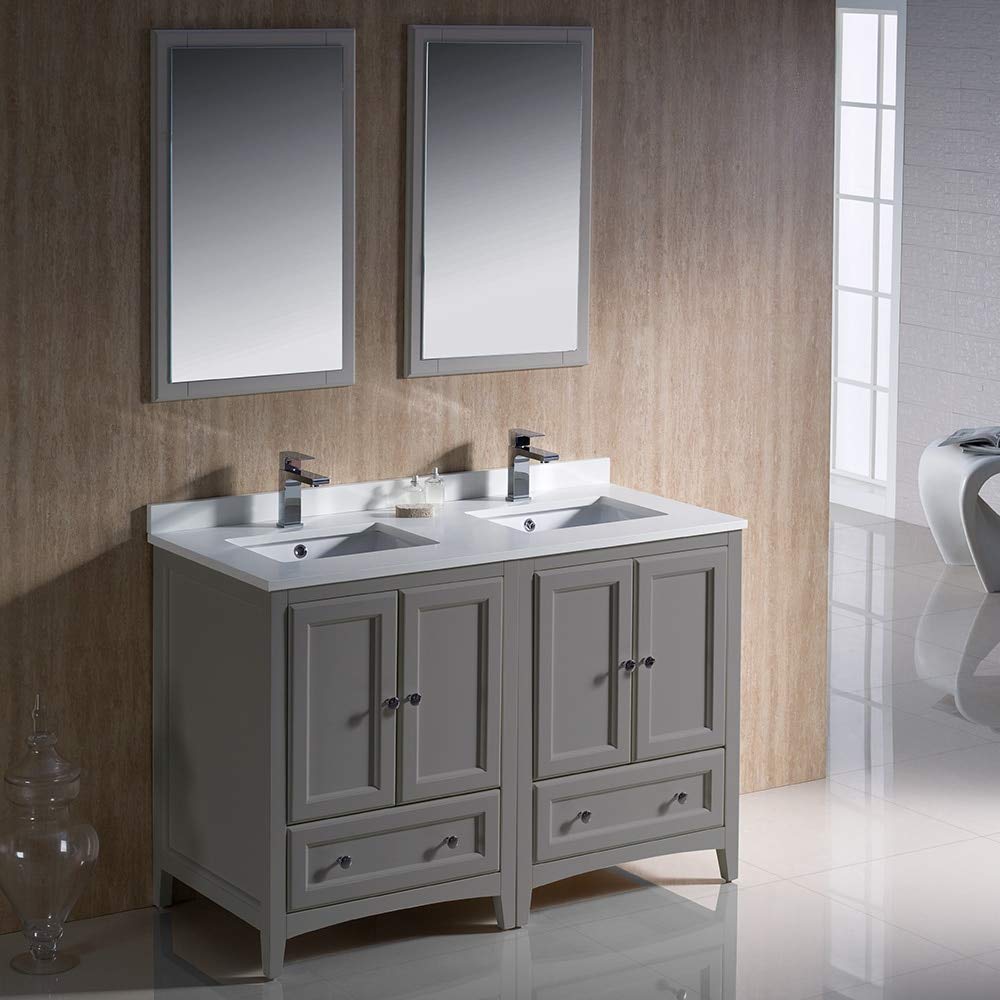 Fresca FVN20-2424GR Fresca Oxford 48" Gray Traditional Double Sink Bathroom Vanity