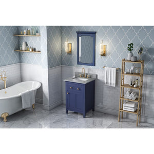 Jeffrey Alexander VKITCHA24BLSGR 24" Hale Blue Chatham Vanity, Steel Grey Cultured Marble Vanity Top, undermount rectangle bowl