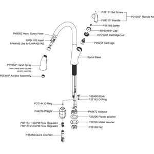 Elkay LKHA4031AS Harmony Antique Steel Single Lever Pull-down Spray Kitchen Faucet