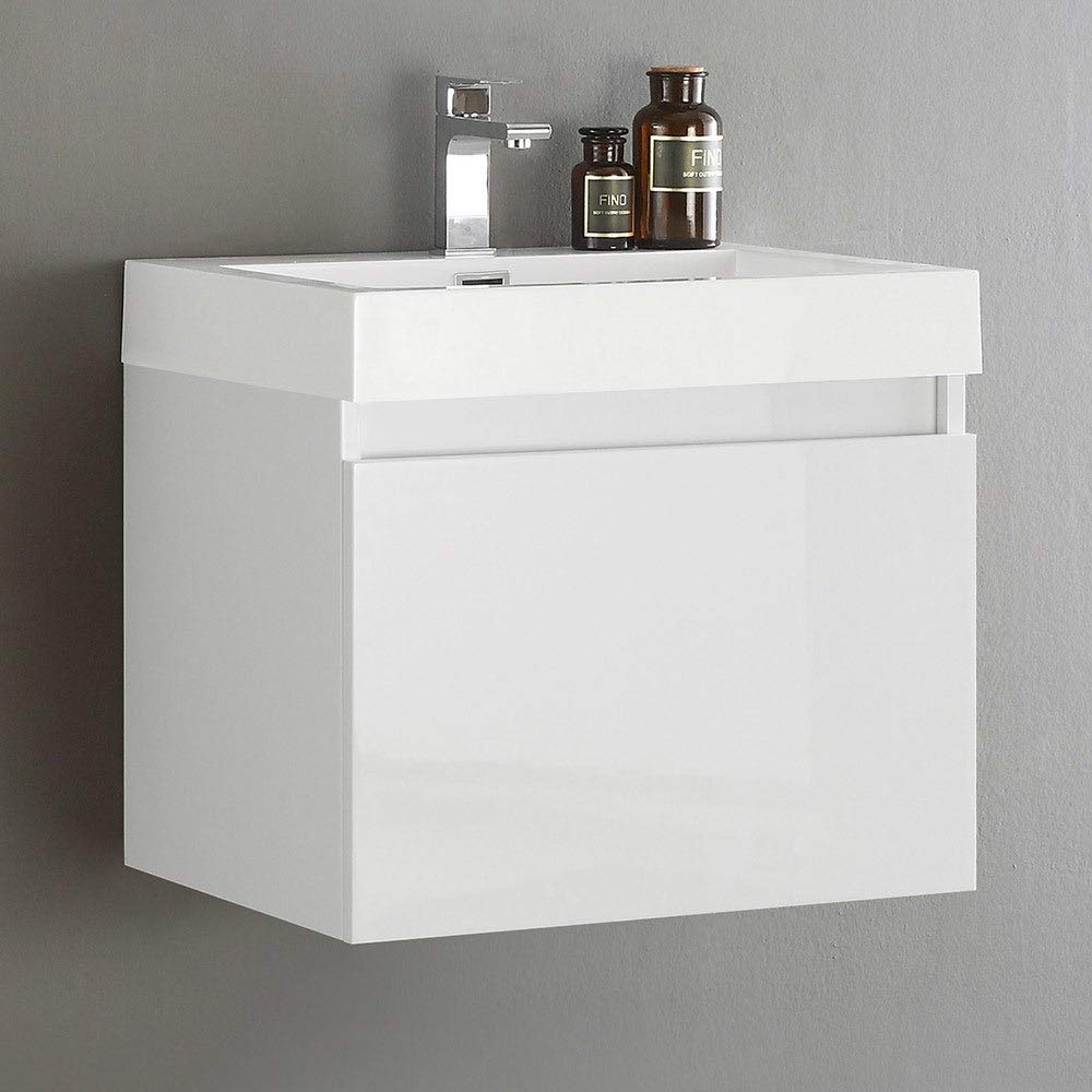 Fresca FCB8006WH-I Fresca Nano 24" White Modern Bathroom Cabinet w/ Integrated Sink