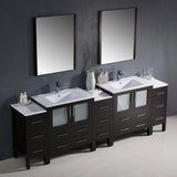 Fresca FVN62-96ES-UNS Fresca Torino 96" Espresso Modern Double Sink Bathroom Vanity w/ 3 Side Cabinets & Integrated Sinks