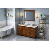 Jeffrey Alexander VKITCHA60SCHWCR 60" Chocolate Chatham Vanity, White Carrara Marble Vanity Top, undermount rectangle bowl