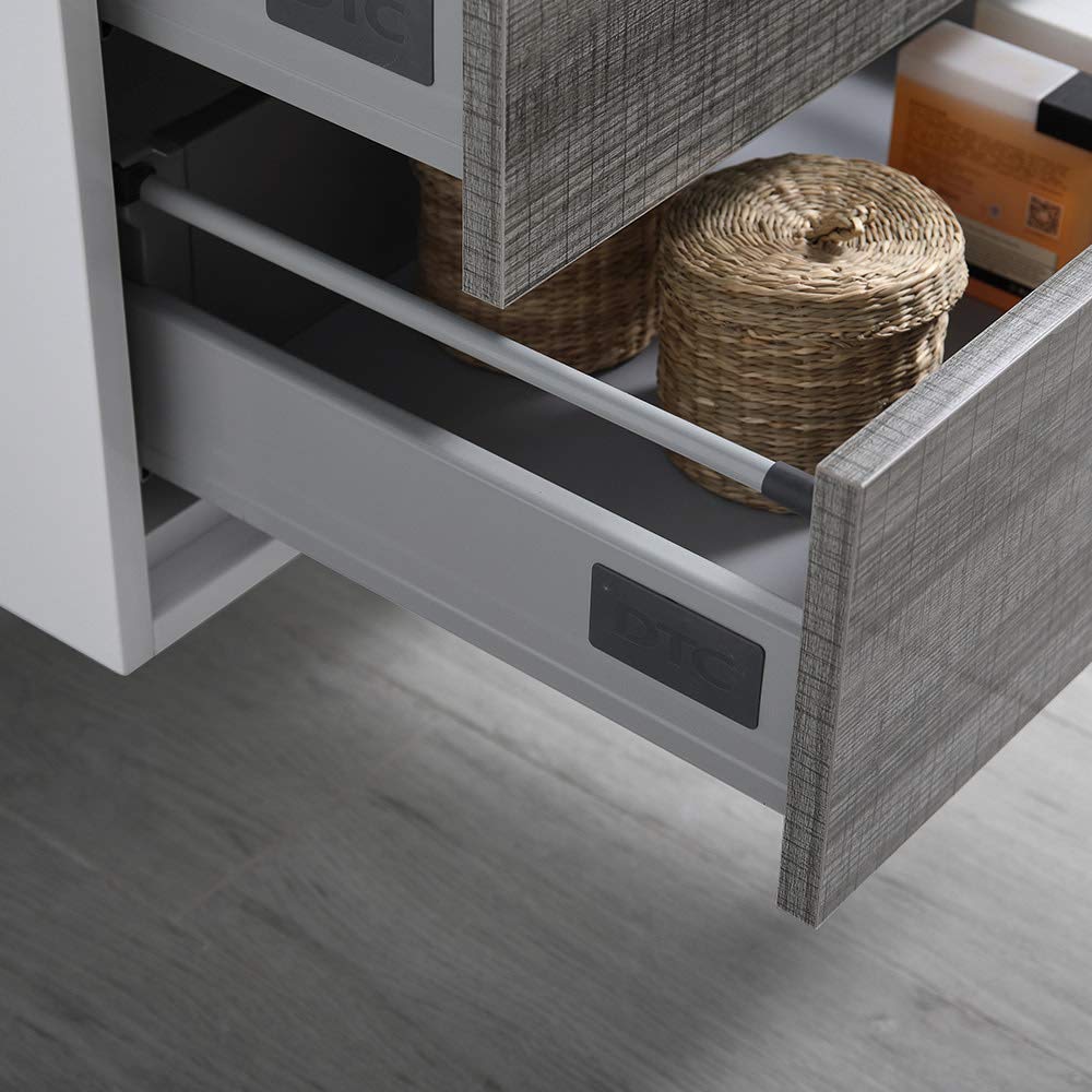 Fresca FCB9260RNW-S-I Fresca Catania 60" Rustic Natural Wood Wall Hung Modern Bathroom Cabinet w/ Integrated Single Sink
