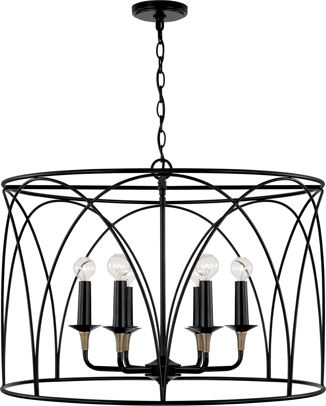 Capital Lighting 345661KB Amara 6 Light Pendant Matte Black with Brass