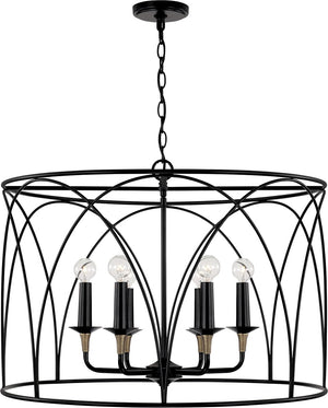 Capital Lighting 345661KB Amara 6 Light Pendant Matte Black with Brass
