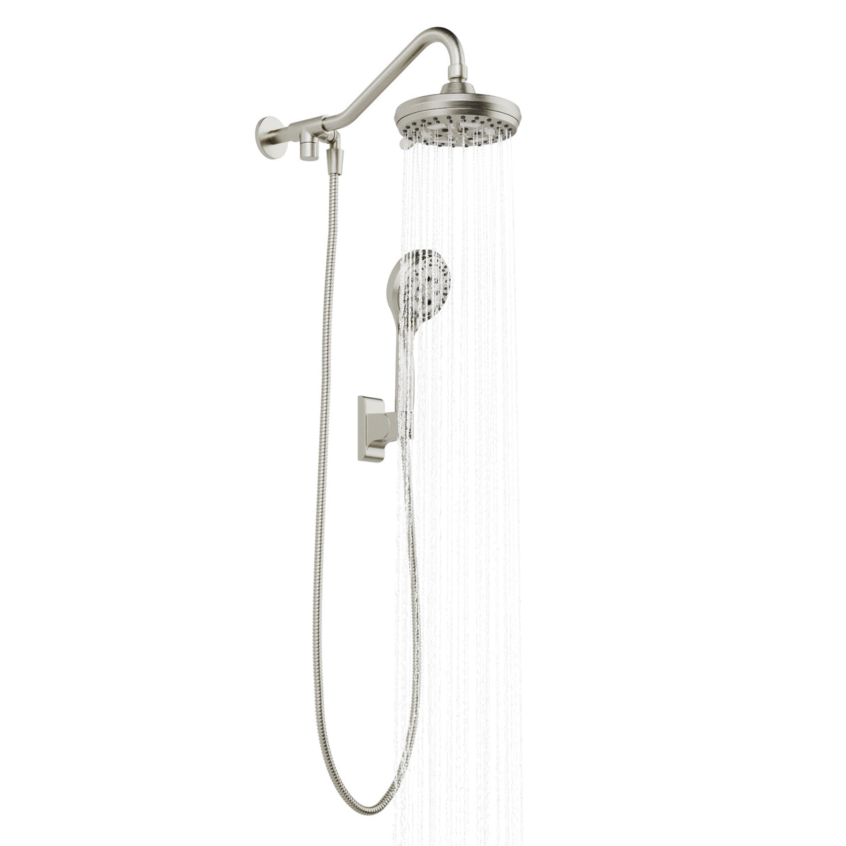 PULSE ShowerSpas 1053-BN Oasis Shower System with 5-Function 7" Showerhead, 6-Function Hand Shower, Brushed Nickel Finish