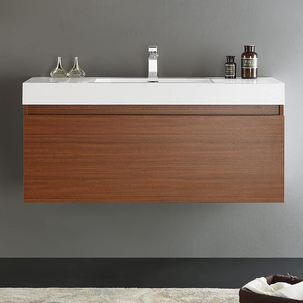 Fresca FCB8011GO-I Fresca Mezzo 48" Gray Oak Wall Hung Modern Bathroom Cabinet w/ Integrated Sink