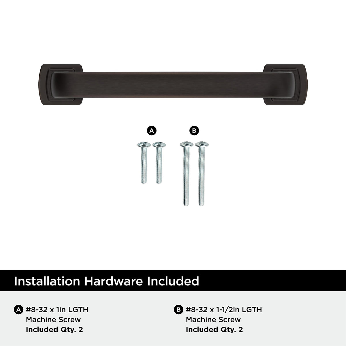 Amerock BP36894ORB Oil-Rubbed Bronze Cabinet Pull 3-3/4 inch (96mm) Center-to-Center Cabinet Hardware Surpass Furniture Hardware Drawer Pull