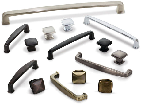 Jeffrey Alexander 1091AB 1-3/16" Overall Length Brushed Antique Brass Square Milan 1 Cabinet Knob