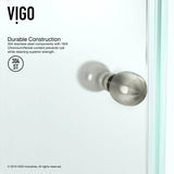 VIGO VG6061BNCL38W 38.13" -38.13"W -78.75"H Frameless Hinged Neo-angle Shower Enclosure with Clear 0.38" Tempered Glass Stainless Steel Hardware in Brushed Nickel Finish, Reversible Handle and Base